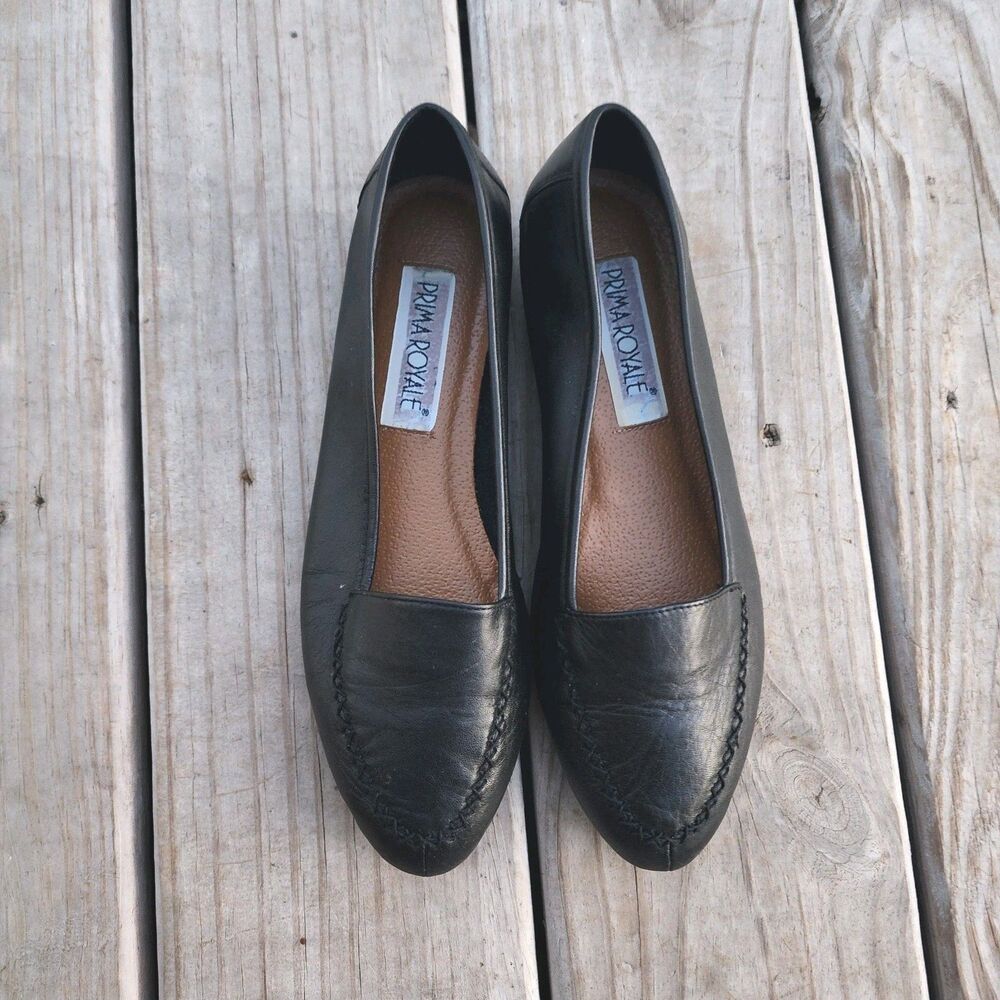 Prima Royale Black Leather  Women's Loafer Shoe Size 9 Soft Comfortable Classic